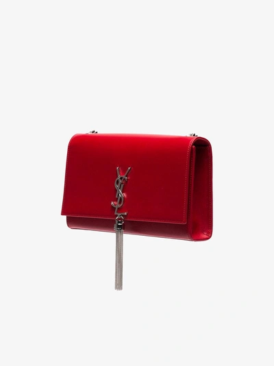 Shop Saint Laurent Red Kate Monogram Leather Shoulder Bag