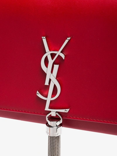 Shop Saint Laurent Red Kate Monogram Leather Shoulder Bag