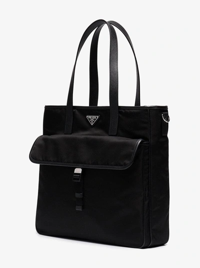 Shop Prada Two Pocket Tote Bag In Black