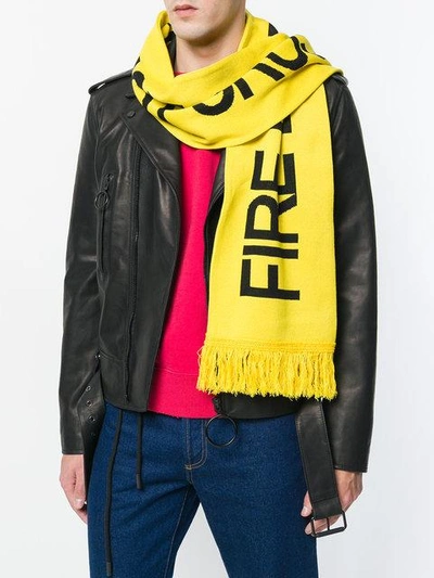 Shop Off-white Fire Tape Scarf - Yellow