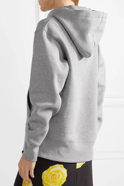 Shop Acne Studios Ferris Face Appliquéd Cotton-jersey Hoodie In Light Gray