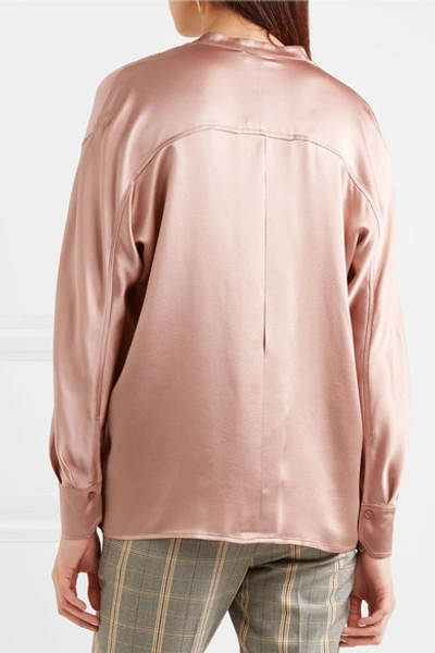 Shop Vince Silk-satin Blouse In Blush