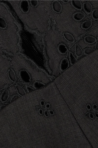 Shop Zimmermann Broderie Anglaise Cotton-trimmed Linen Jumpsuit In Black