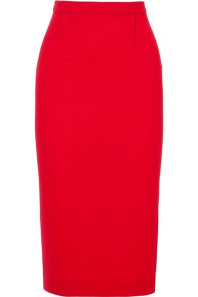 Shop Roland Mouret Arreton Wool-crepe Pencil Skirt In Red
