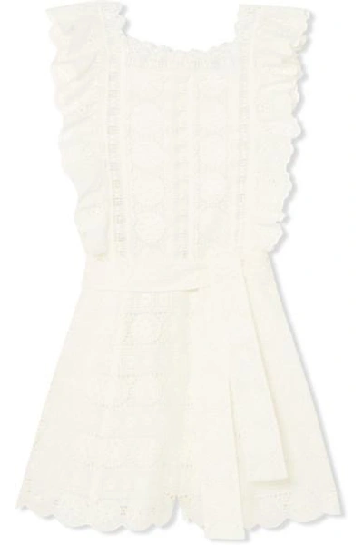Shop Zimmermann Kali Daisy Broderie Anglaise Cotton And Lace Playsuit In White