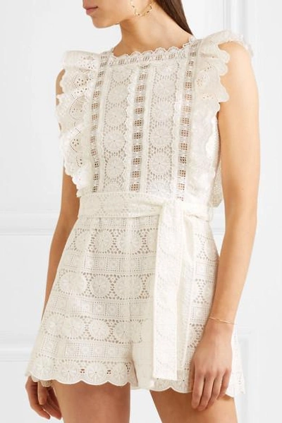 Shop Zimmermann Kali Daisy Broderie Anglaise Cotton And Lace Playsuit In White