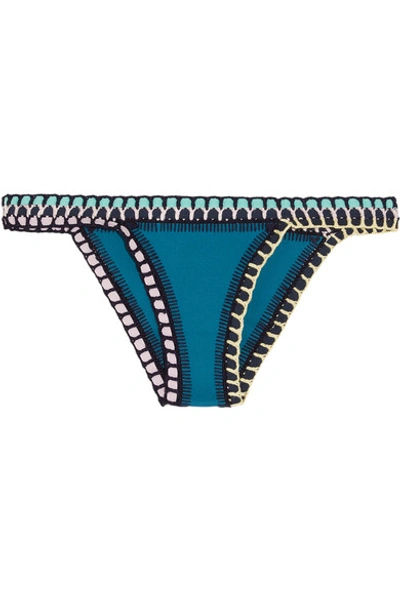 Shop Kiini Flor Crochet-trimmed Bikini Briefs In Emerald