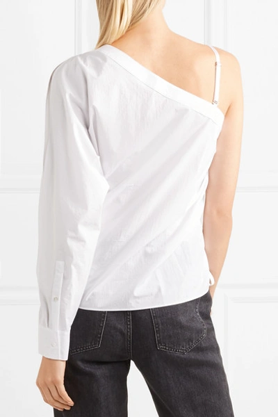 Shop Alexander Wang T One-shoulder Cotton-poplin Top