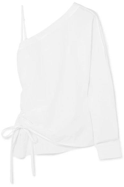 Shop Alexander Wang T One-shoulder Cotton-poplin Top