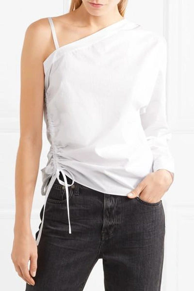 Shop Alexander Wang T One-shoulder Cotton-poplin Top