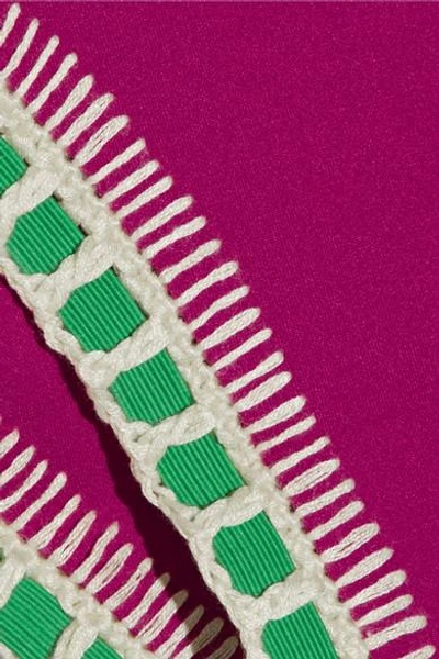 Shop Kiini Coco Crochet-trimmed Triangle Bikini Briefs In Magenta
