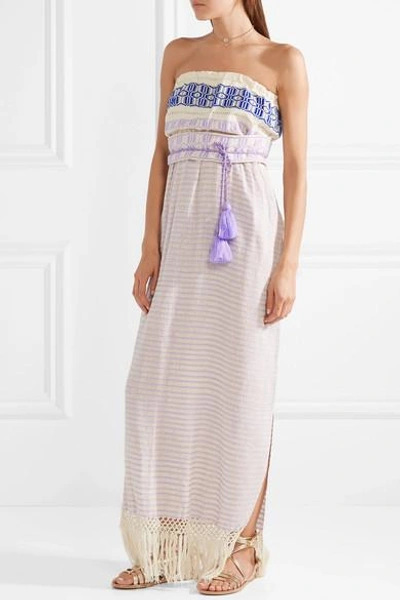 Shop Jaline Irina Macramé-trimmed Cotton-jacquard Maxi Dress In Lilac