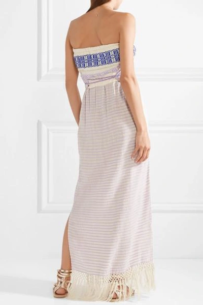 Shop Jaline Irina Macramé-trimmed Cotton-jacquard Maxi Dress In Lilac