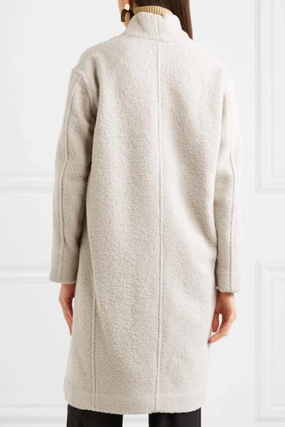 Shop Vince Belted Wool-blend Bouclé Coat In Light Gray