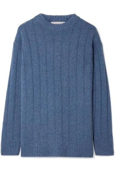 Shop The Row Lilla Ribbed Cashmere Sweater In Blue