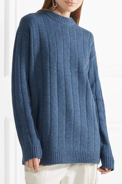 Shop The Row Lilla Ribbed Cashmere Sweater In Blue