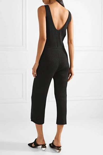 Shop Eleven Six Yossy Ribbed Pima Cotton-blend Jumpsuit In Black
