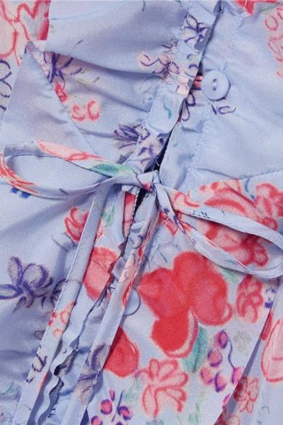 Shop Vilshenko Maddison Ruffled Floral-print Silk Crepe De Chine Midi Dress In Lilac