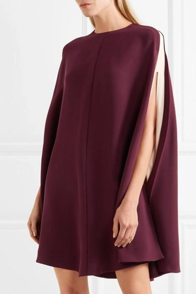Shop Valentino Cape-effect Silk-blend Mini Dress