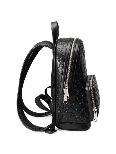 Shop Gucci Signature Leather Backpack In 1000 Black