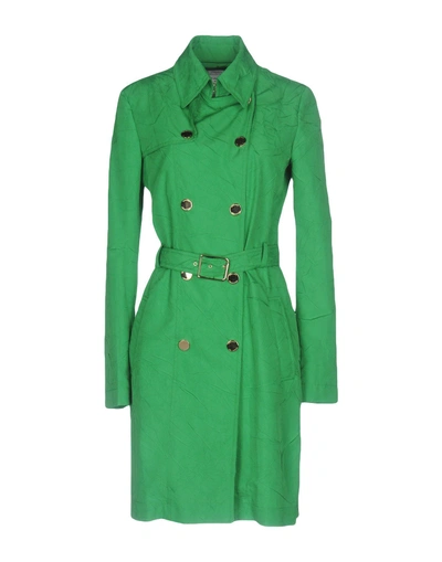 Shop Versace Overcoats In Green