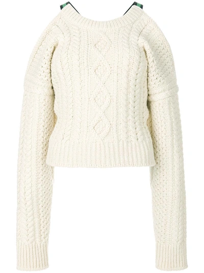 Shop Calvin Klein 205w39nyc Cold-shoulder Cable-knit Sweater