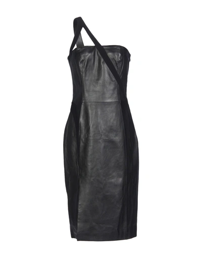 Shop Mugler Woman Midi Dress Black Size 8 Lambskin, Polyester