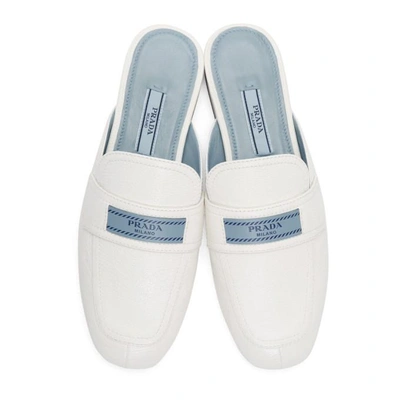 Shop Prada White  Tag Slippers In F0009 White
