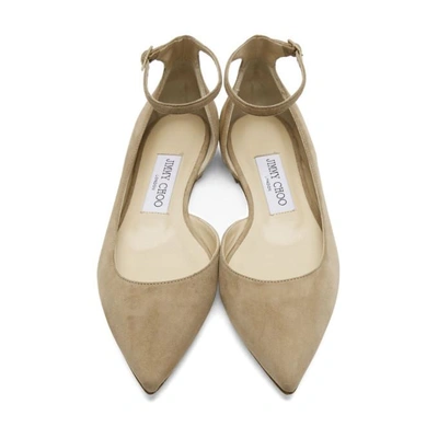 Shop Jimmy Choo Beige Suede Lucy Ballerina Flats In Nude