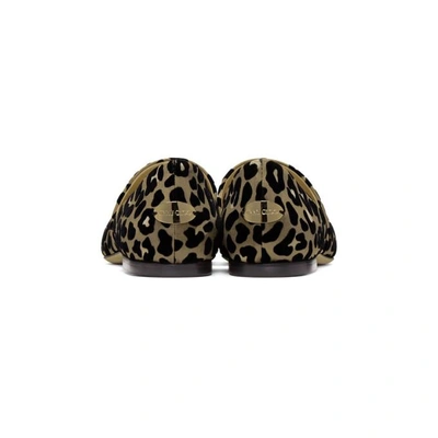 Shop Jimmy Choo Tan & Black Flocked Leopard Globe Flats