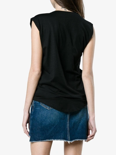 Shop Balmain Sleeveless Logo Print Top In Black