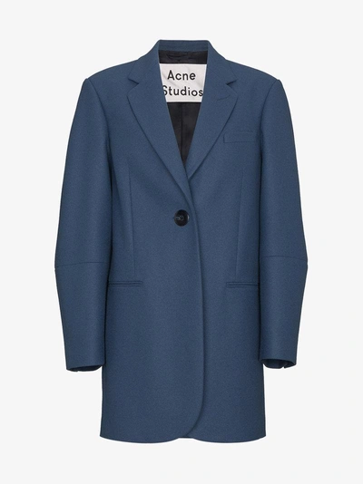 Shop Acne Studios Klarah Flannel Slate Blue Coat