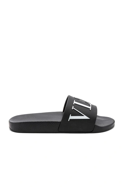 Shop Valentino Garavani Garavani Vltn Logo Slide In Black & White