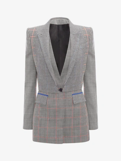 Shop Alexander Mcqueen Prince Of Wales Tailored Jacket In Gray/black