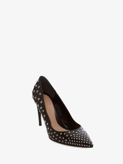 Shop Alexander Mcqueen Horn Heel Hammered Studs In Black