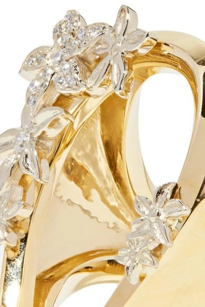 Shop Foundrae Garlanded Rose Horseshoe 18-karat Gold Diamond Ring