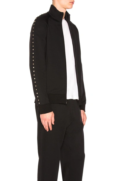 Shop Valentino Studded Track Jacket In Black