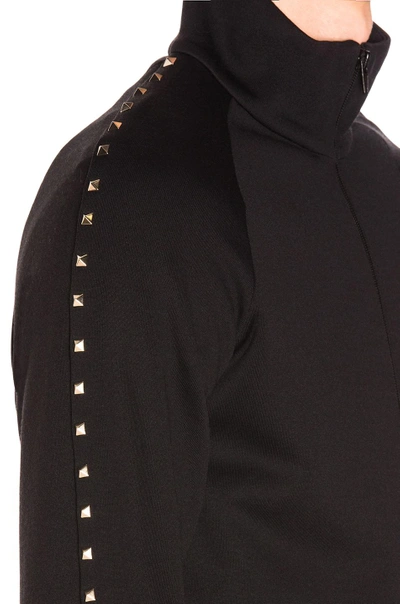 Shop Valentino Studded Track Jacket In Black
