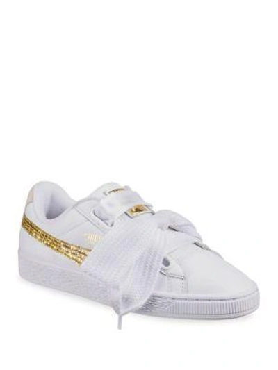 Shop Puma Basket Heart Leather Sneakers In White