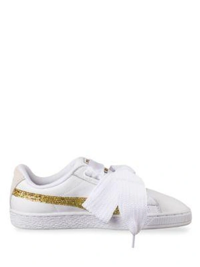 Shop Puma Basket Heart Leather Sneakers In White
