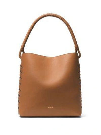 Shop Michael Michael Kors Loren Leather Shoulder Bag In Acorn