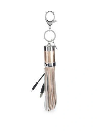 Shop Rebecca Minkoff Power Tassel Keychain In Metallic