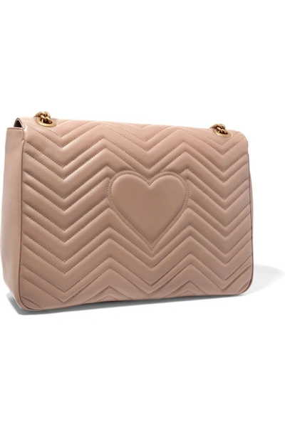 Shop Gucci Gg Marmont Large Quilted Leather Shoulder Bag In Beige