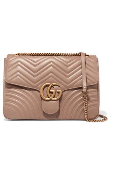 Shop Gucci Gg Marmont Large Quilted Leather Shoulder Bag In Beige