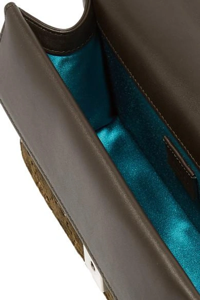 Shop Gucci Dionysus Leather-trimmed Embossed Velvet Shoulder Bag