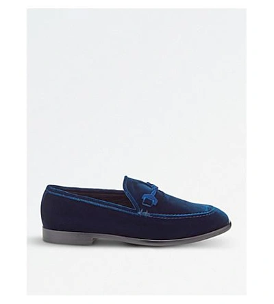 Shop Jimmy Choo Marti Velvet Loafers In Navy