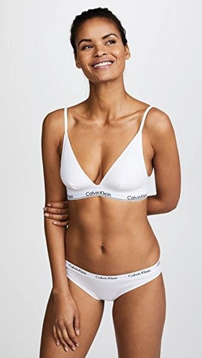 Shop Calvin Klein Underwear Modern Cotton Triangle Bra In White
