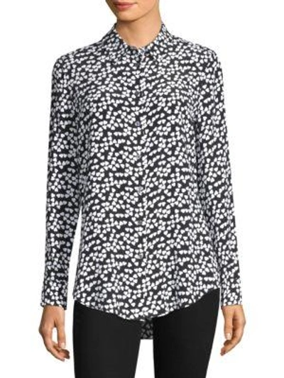 Shop Equipment Essential Heart-print Blouse In True Black Bright White