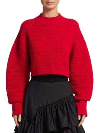 Shop 3.1 Phillip Lim / フィリップ リム Chiffon Knit Cropped Sweater In Poppy
