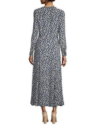 Ganni Roseburg Printed Crepe De Chine Wrap Dress In Total Eclipse